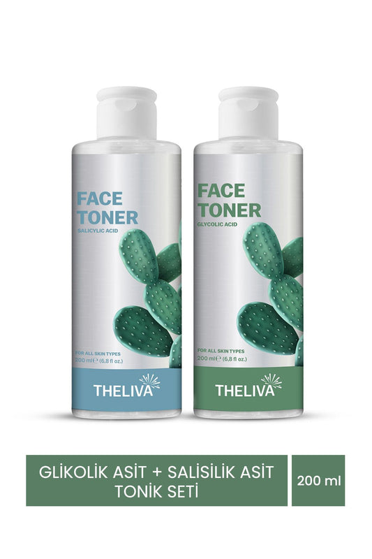 Cactus Extract and Blackhead Pore Tightening Salicylic and Glycolic Acid Toner Set