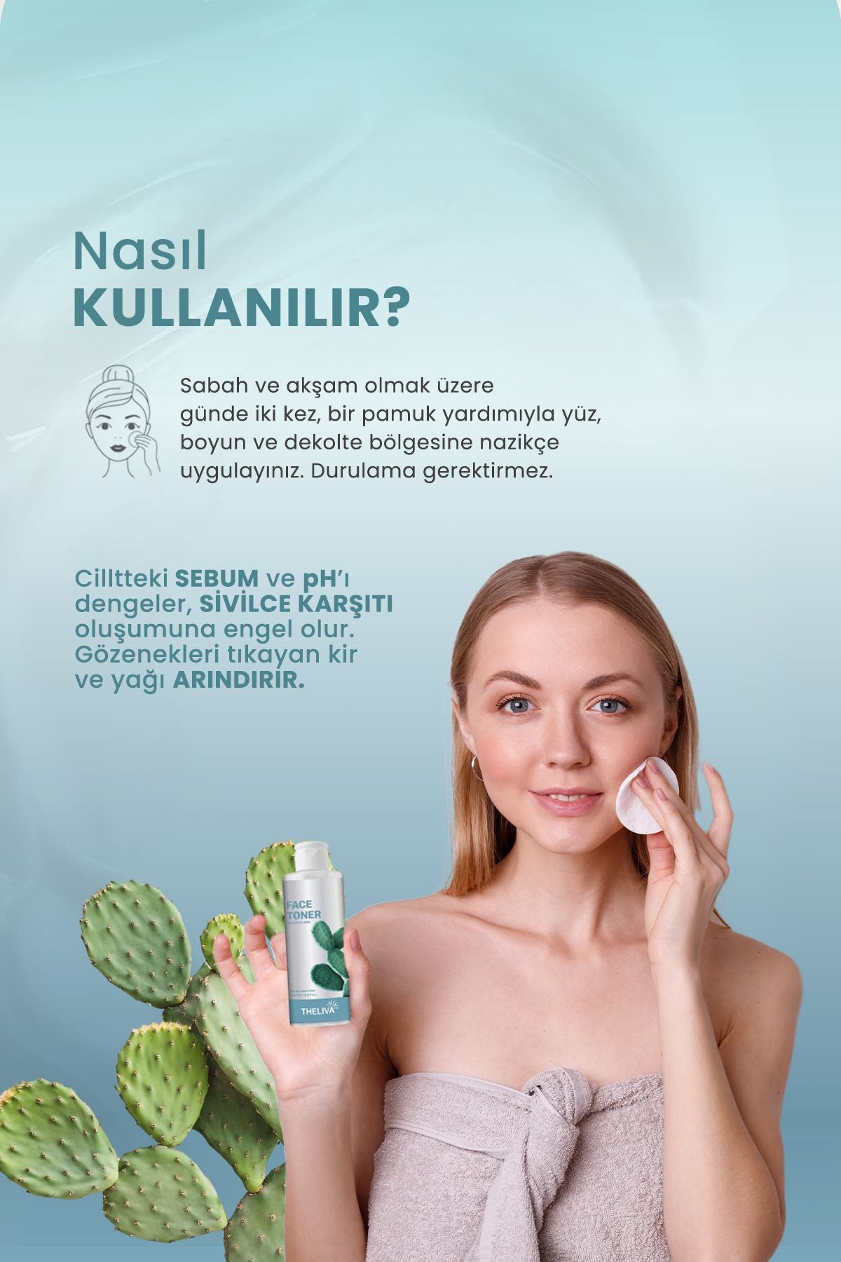 Kaktüs Özlü Ve Siyah Nokta Karşıtı Gözenek Sıkılaştırıcı Salisilik Asit Tonik 200ml