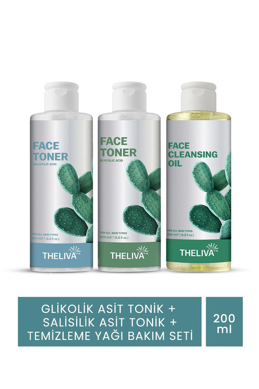 Blackhead Pore Tightener Salicylic, Glycolic Acid Toner Facial Cleansing Oil Skin Care Set