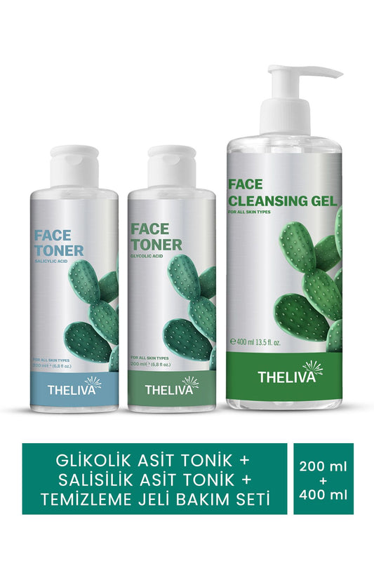 Blackhead Pore Tightening Salicylic, Glycolic Acid Toner Facial Cleansing Gel Skin Care Set