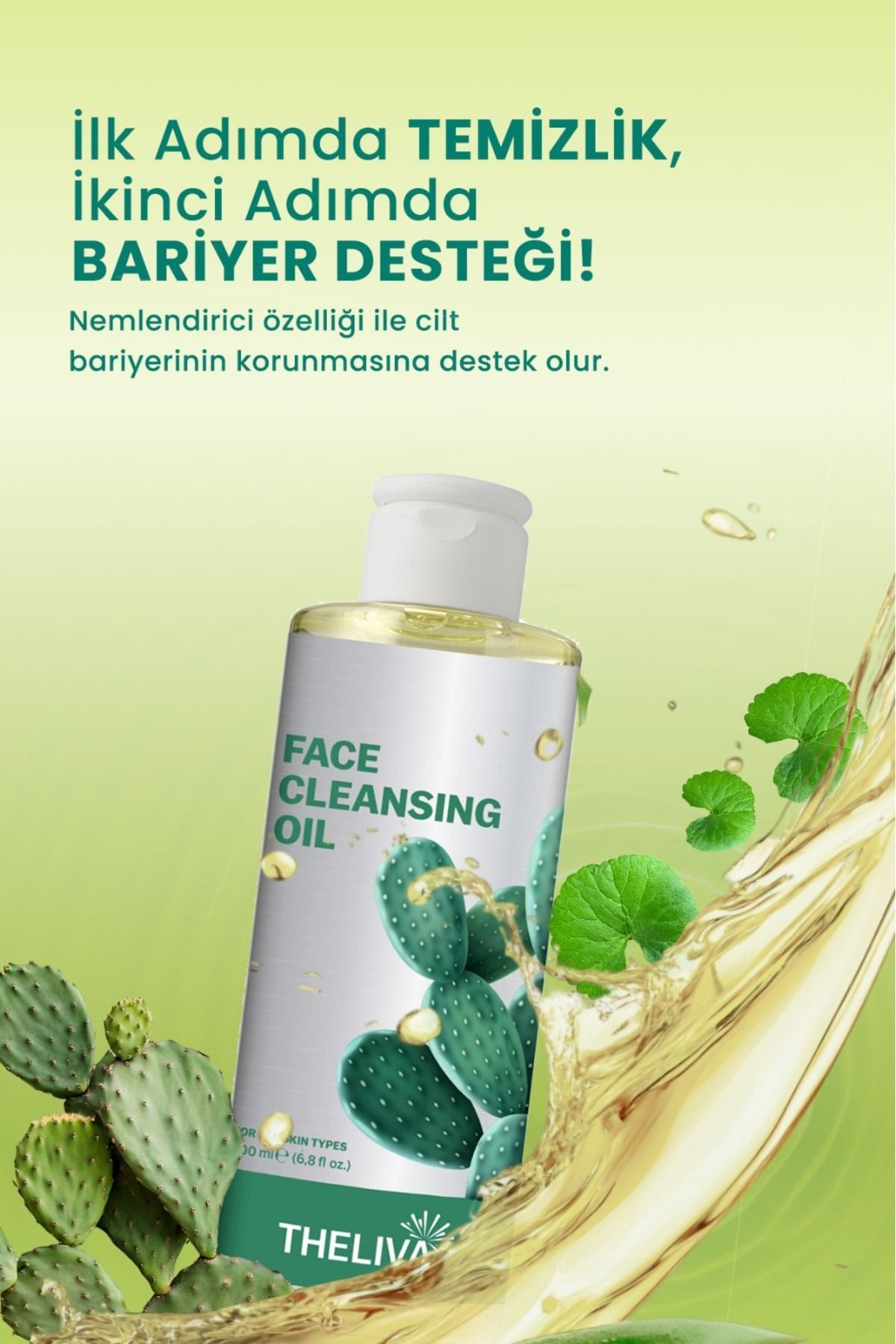 Kaktüs Özlü Makyaj Temizleyici Yüz Temizleme Yağı Yüz Ve Vücut Temizleme Yağı 200ml Makyaj Temizleme