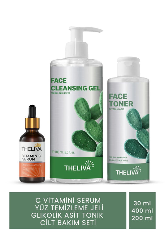 Vitamin C Serum Brightening Facial Cleansing Gel Anti-Blackhead Skin Care Glycolic Acid Toner