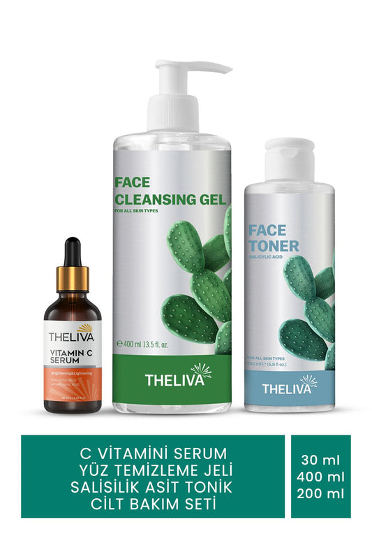 Vitamin C Serum Brightening Facial Cleansing Gel Anti-Blackhead Skin Care Salicylic Acid Toner