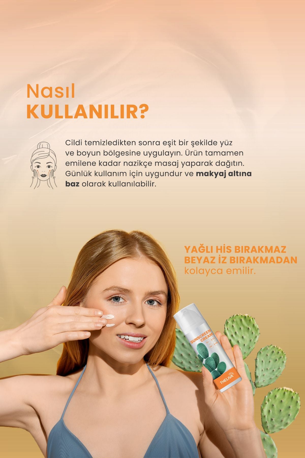 Kaktüs Özlü Spf 50+ Nemlendirici Karma Cilt Tipleri Vücut Yüz Güneş Kremi 50m 2 Lİ SET