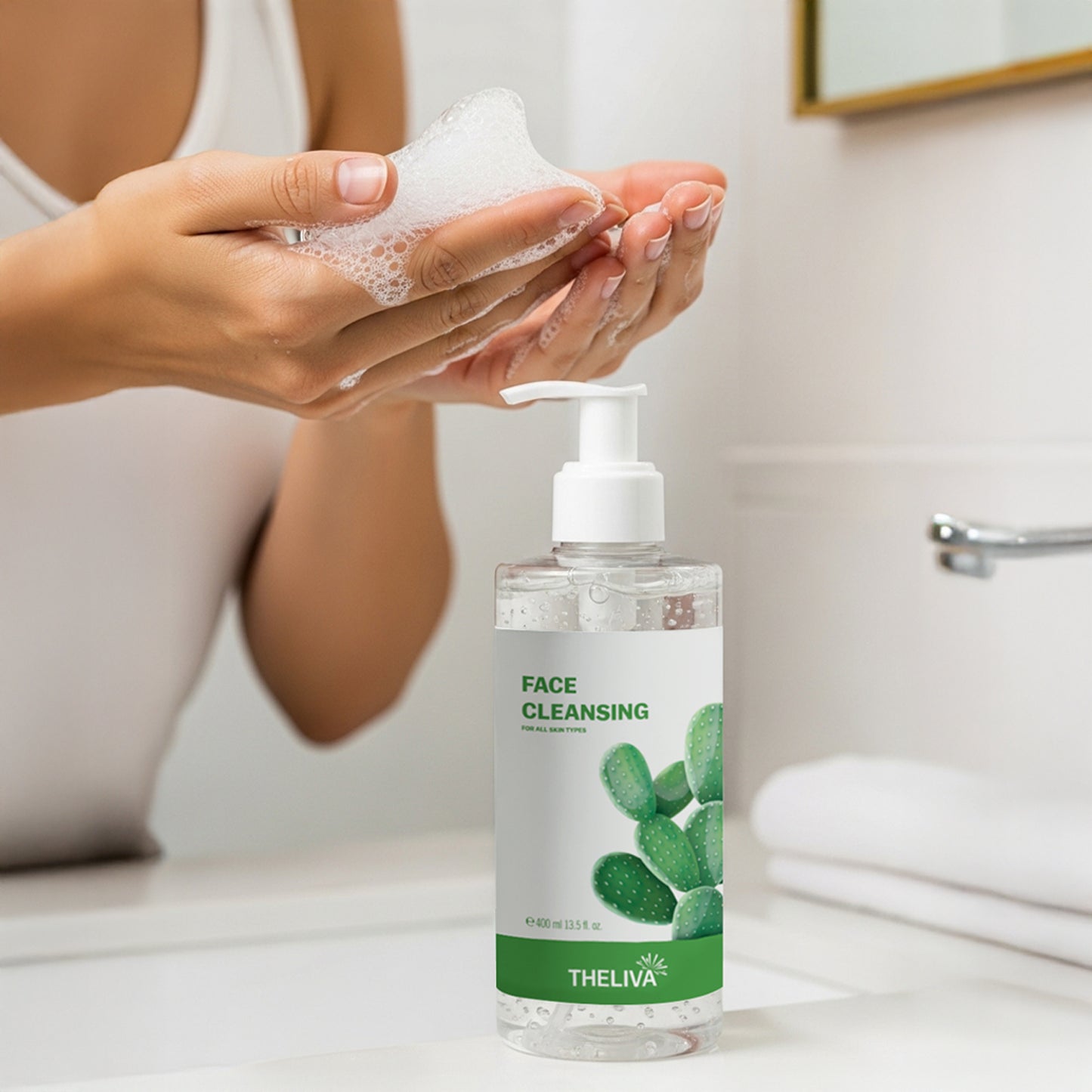 The Liva face wash for women - hydrating facial cleanser with anti aging face wash - Cactus Extract - face cleanser | gentle cleanser for face | hydro boost water gel | face wash for oily skin 13.5 oz