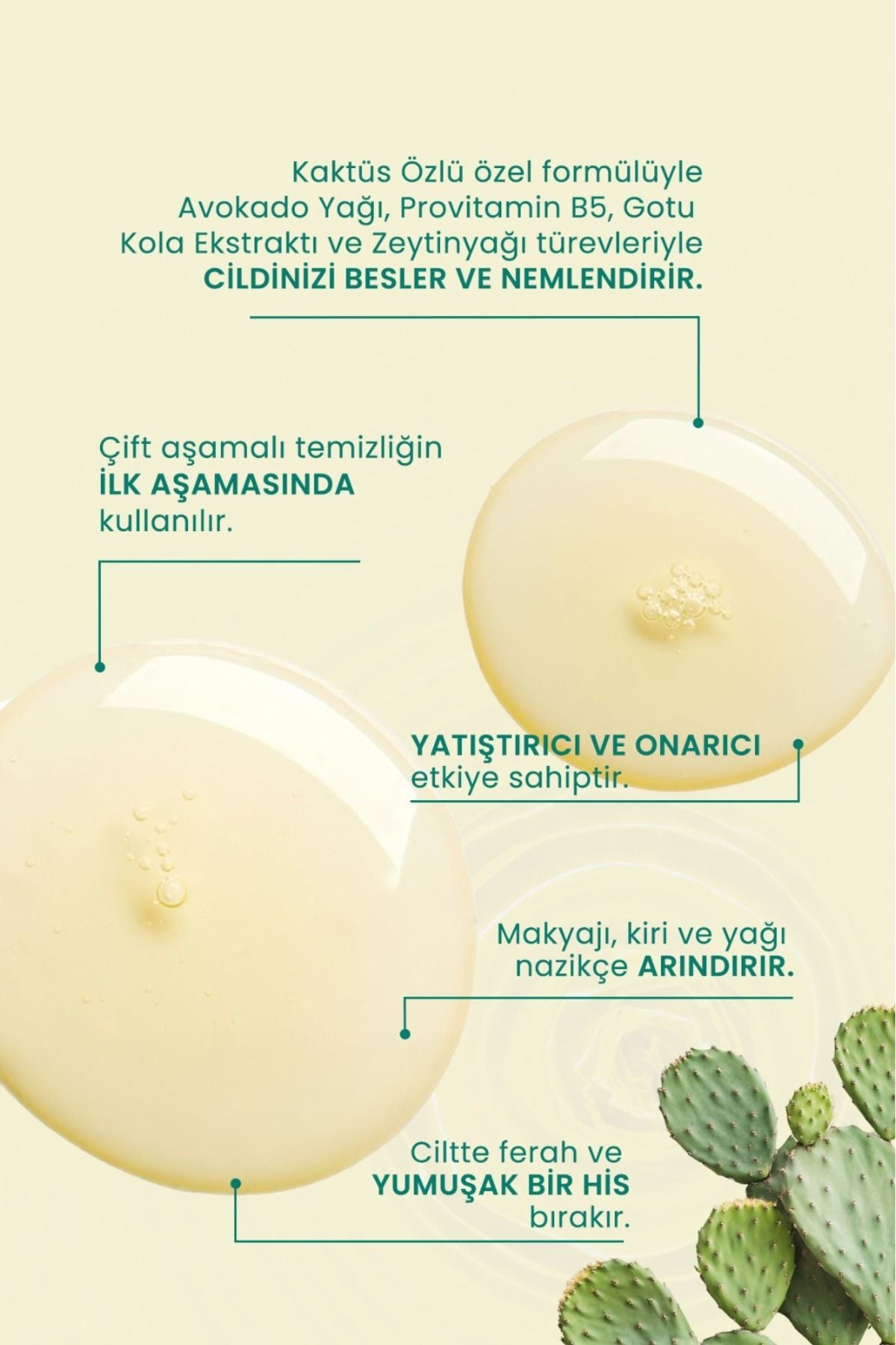 Kaktüs Özlü Makyaj Temizleyici Yüz Temizleme Yağı Yüz Ve Vücut Temizleme Yağı 200ml Makyaj Temizleme