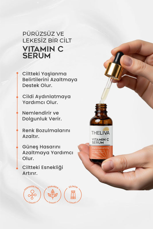 C Vitamini Serum Aydınlatıcı Hyaluronik Asit Cilt,Leke Yaşlanma ve Kırışıklık Karşıtı Yüz Serumu