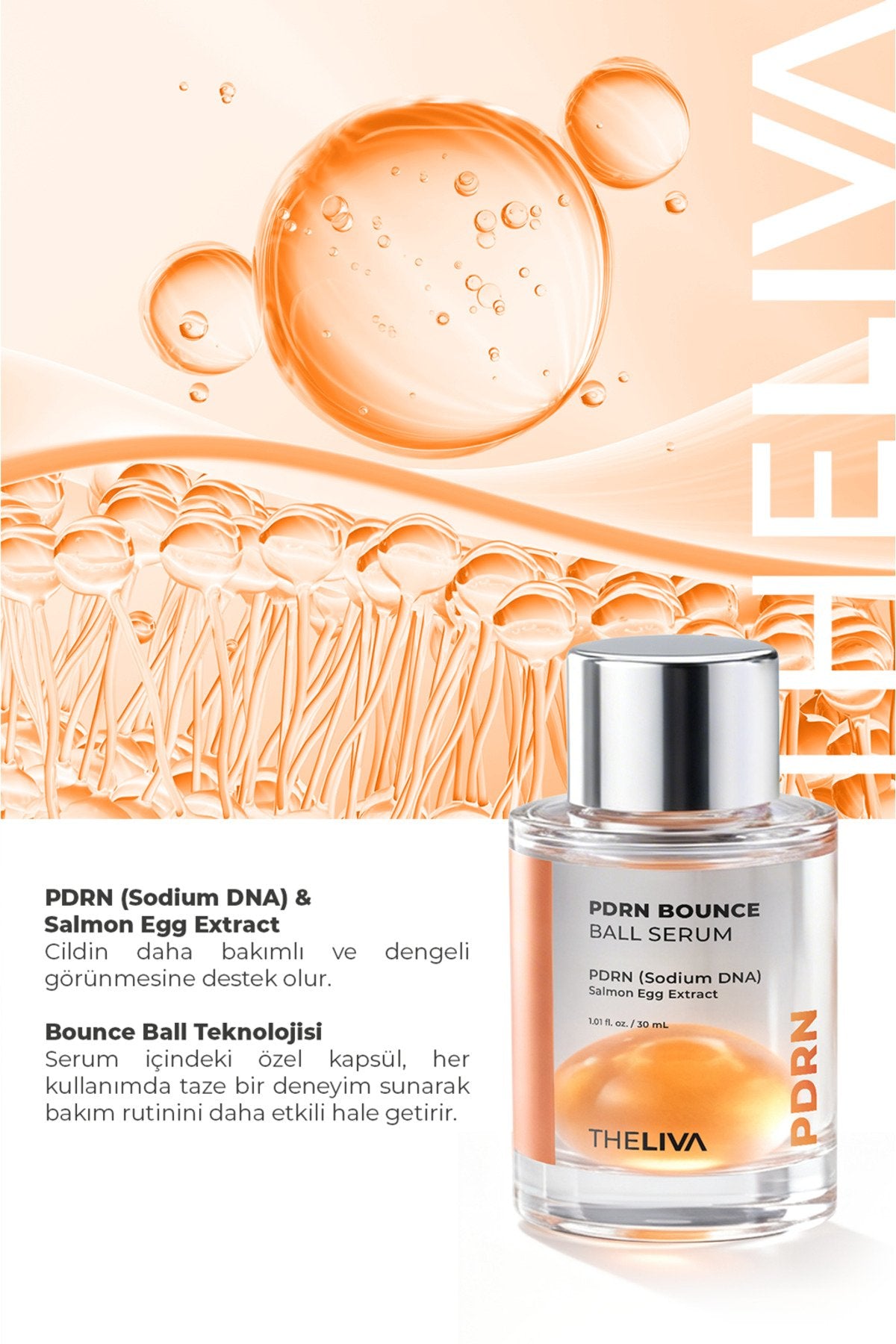 PDRN Dual Bounce Ball Serum, Çift Fazlı Essence Cilt Işıltısını Destekleyen Gençlik Serumu 30 ml