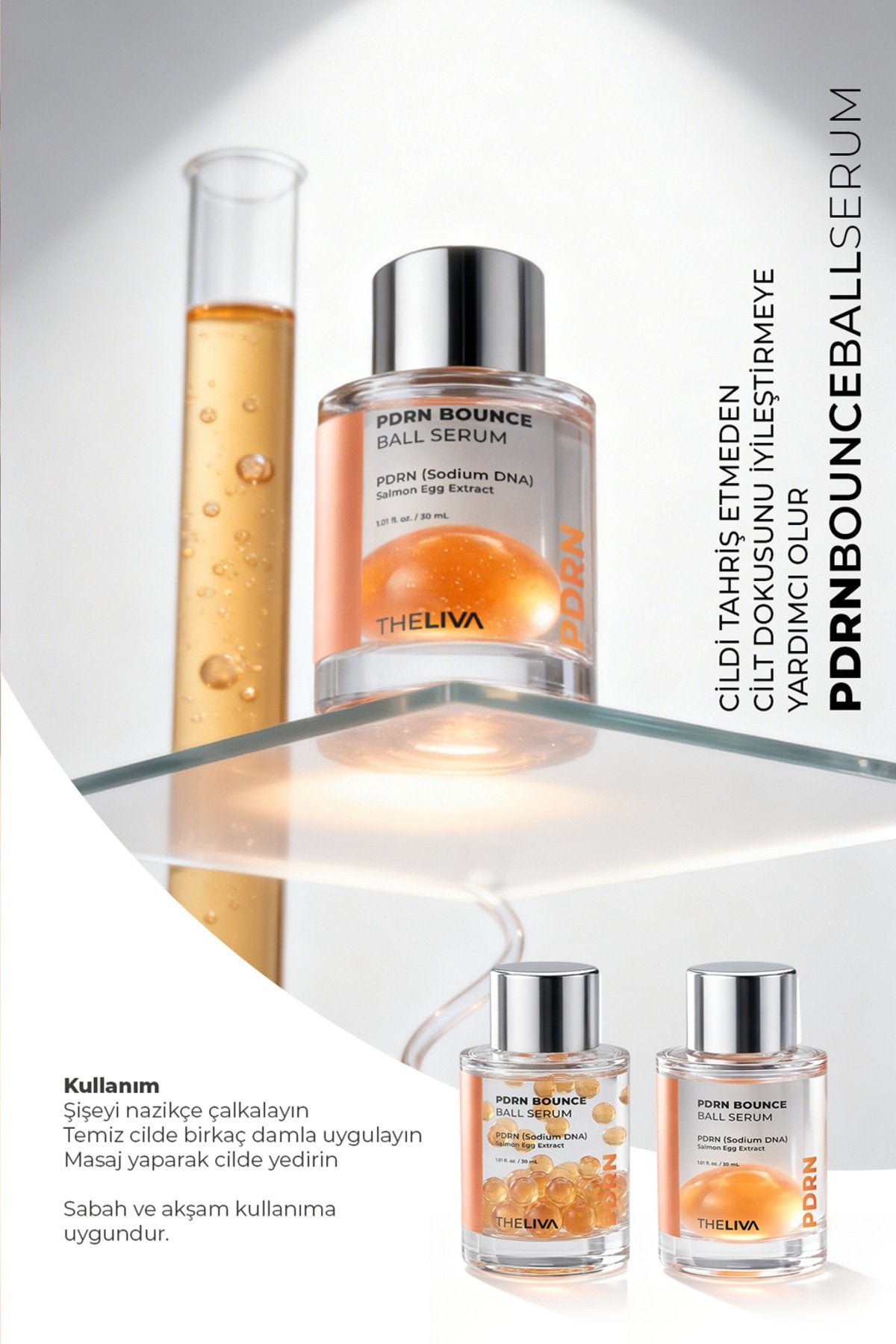PDRN Dual Bounce Ball Serum, Çift Fazlı Essence Cilt Işıltısını Destekleyen Gençlik Serumu 30 ml