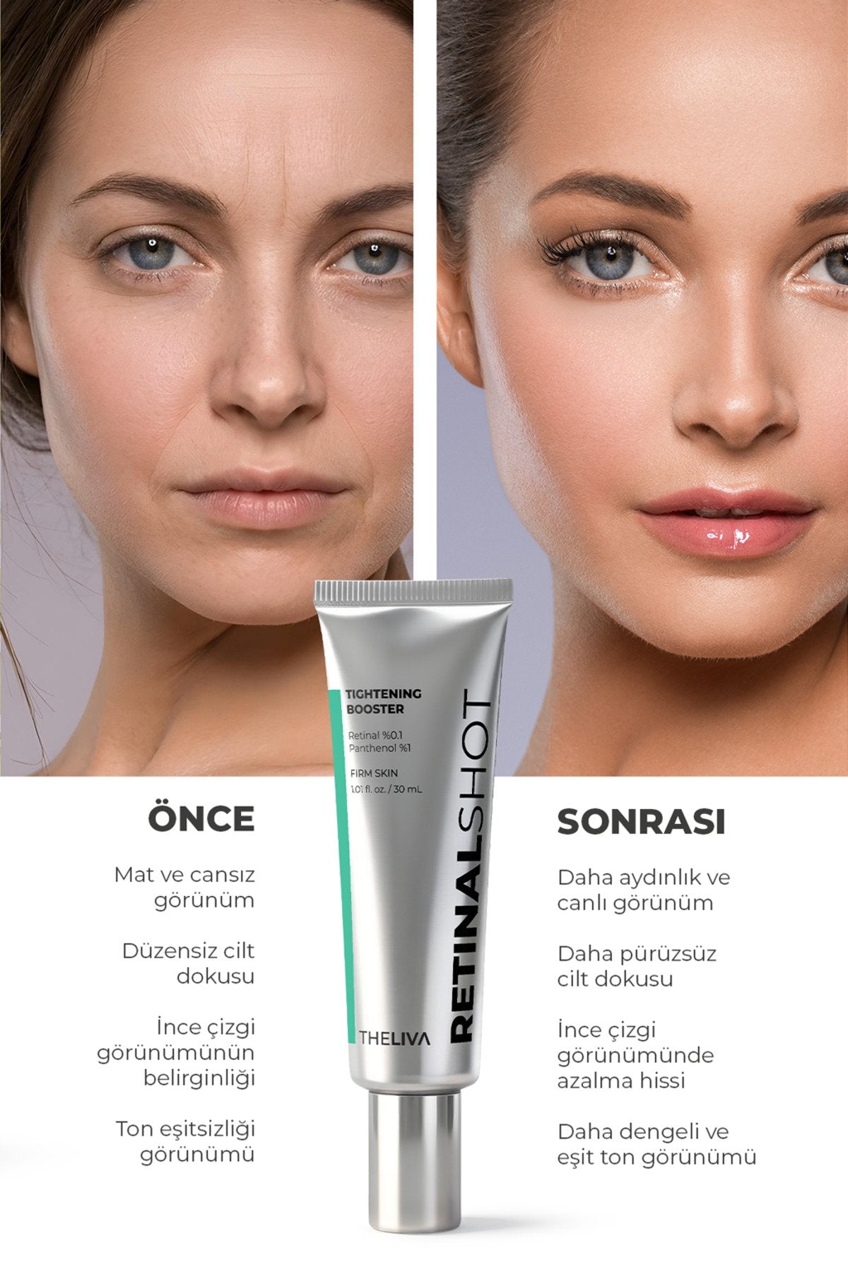 Retinal Shot Tightening Booster Krem, Sıkılaştırıcı Yüz Kremi, Gece Kremi Yenileyici 30 ml